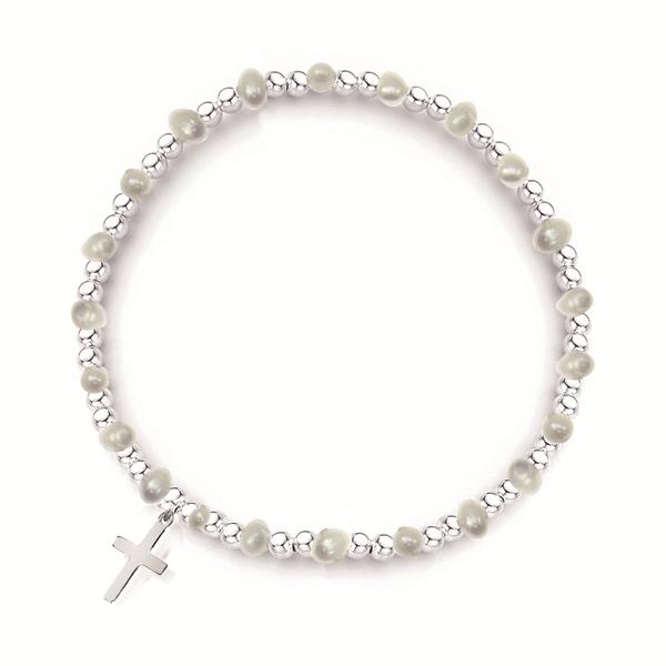 Fresh Water Pearl Bracelet With Cross Charm