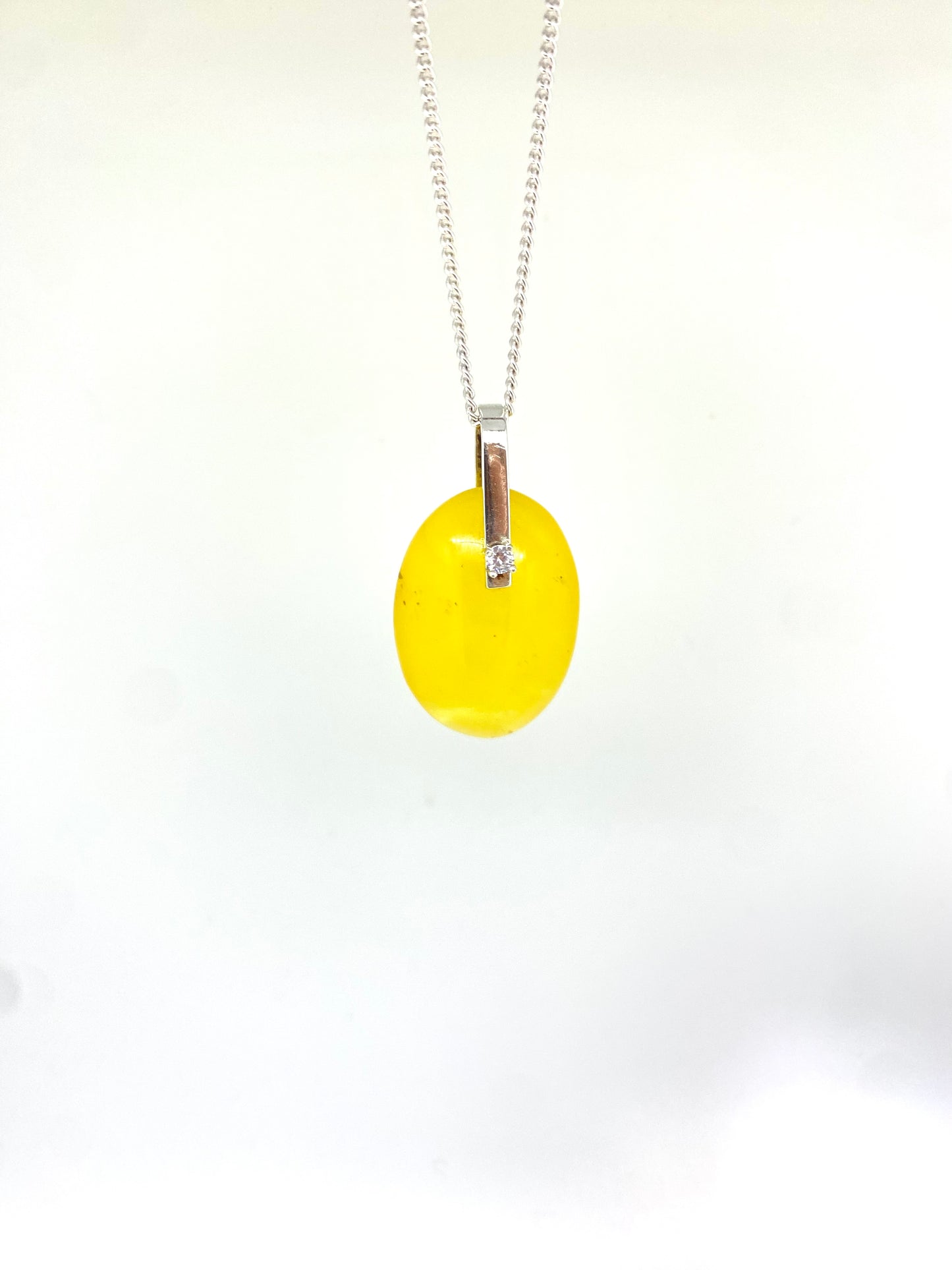 Amber and CZ pendant