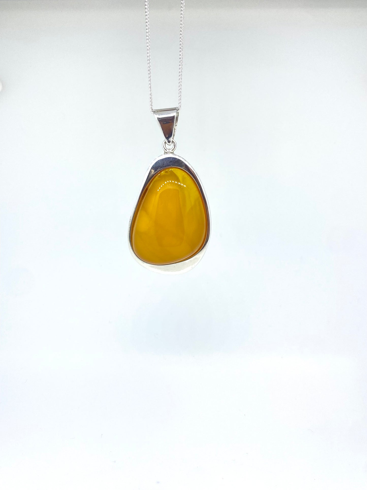 Organic Thick Bezel Amber Pendant
