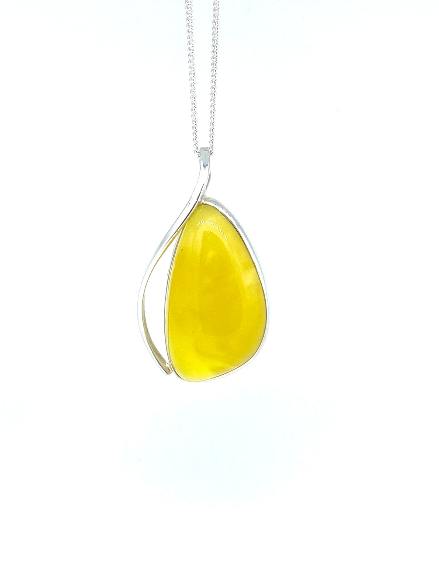 Yellow Waved wire Amber Pendant