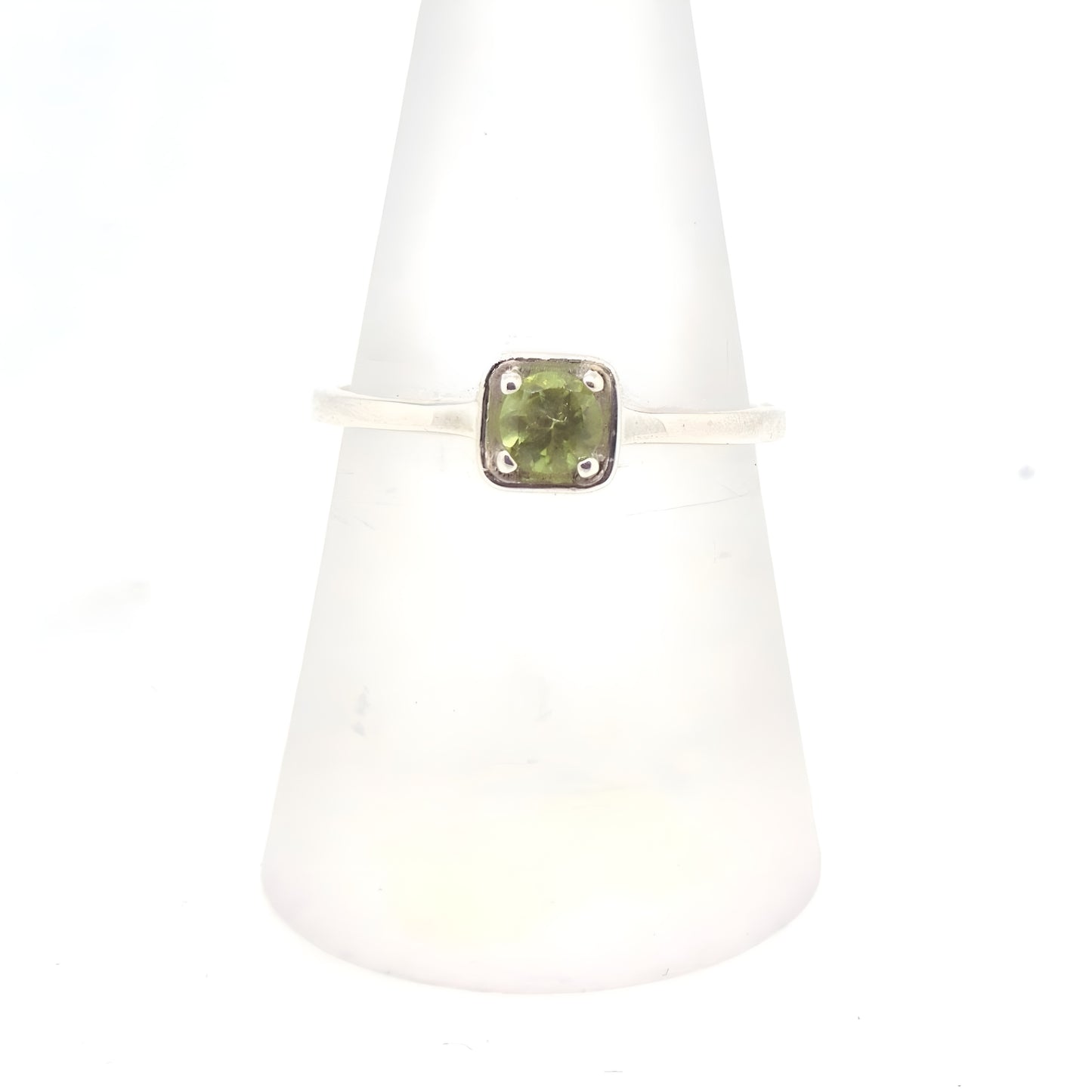 Square Peridot Sterling Silver Ring