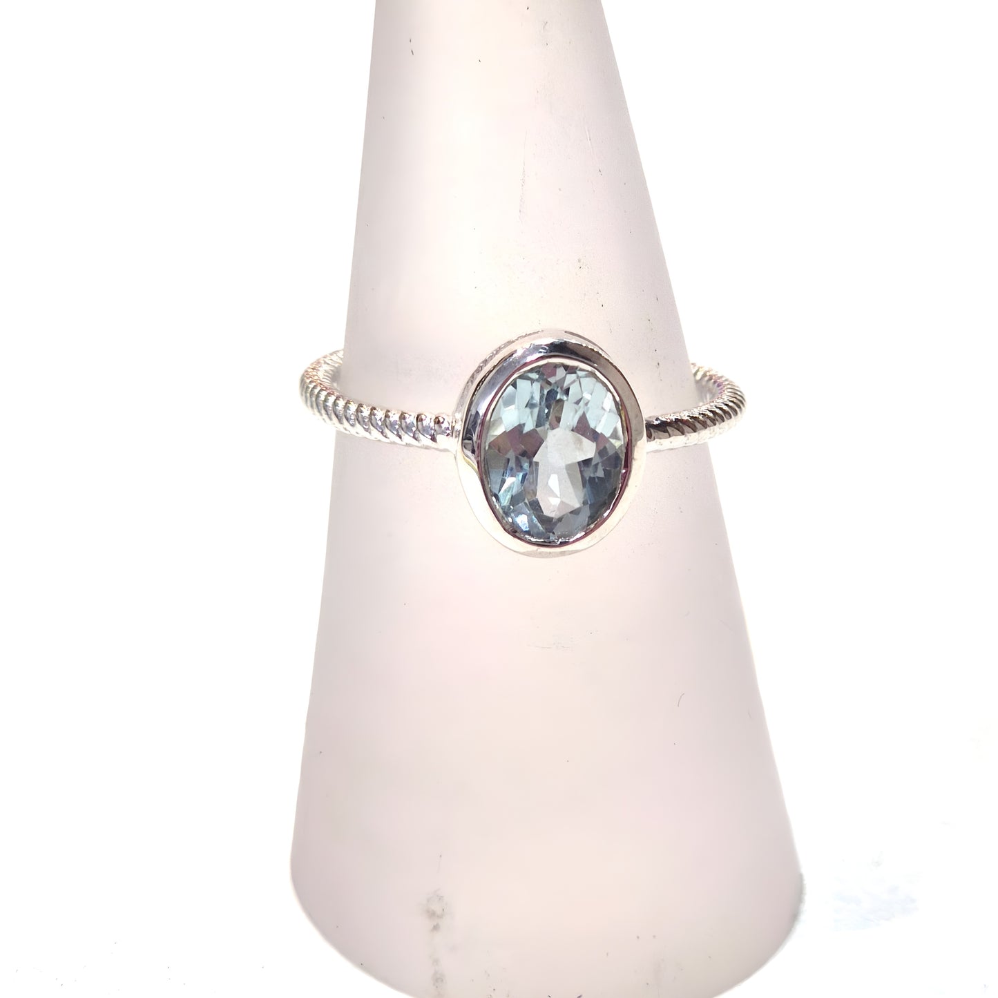 Twisted Band Blue Topaz Sterling Silver Ring