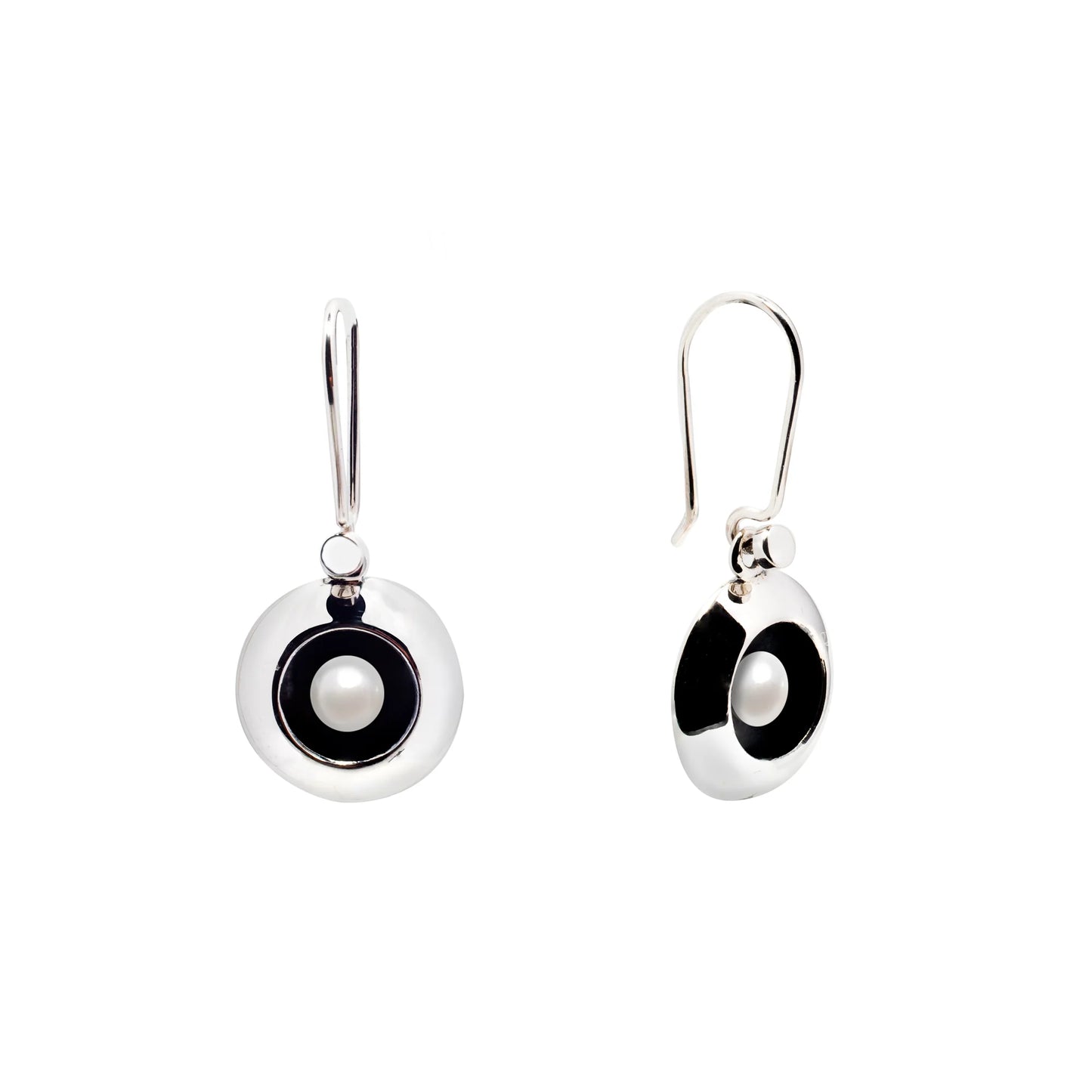 Oxidised silver and pearl hooks