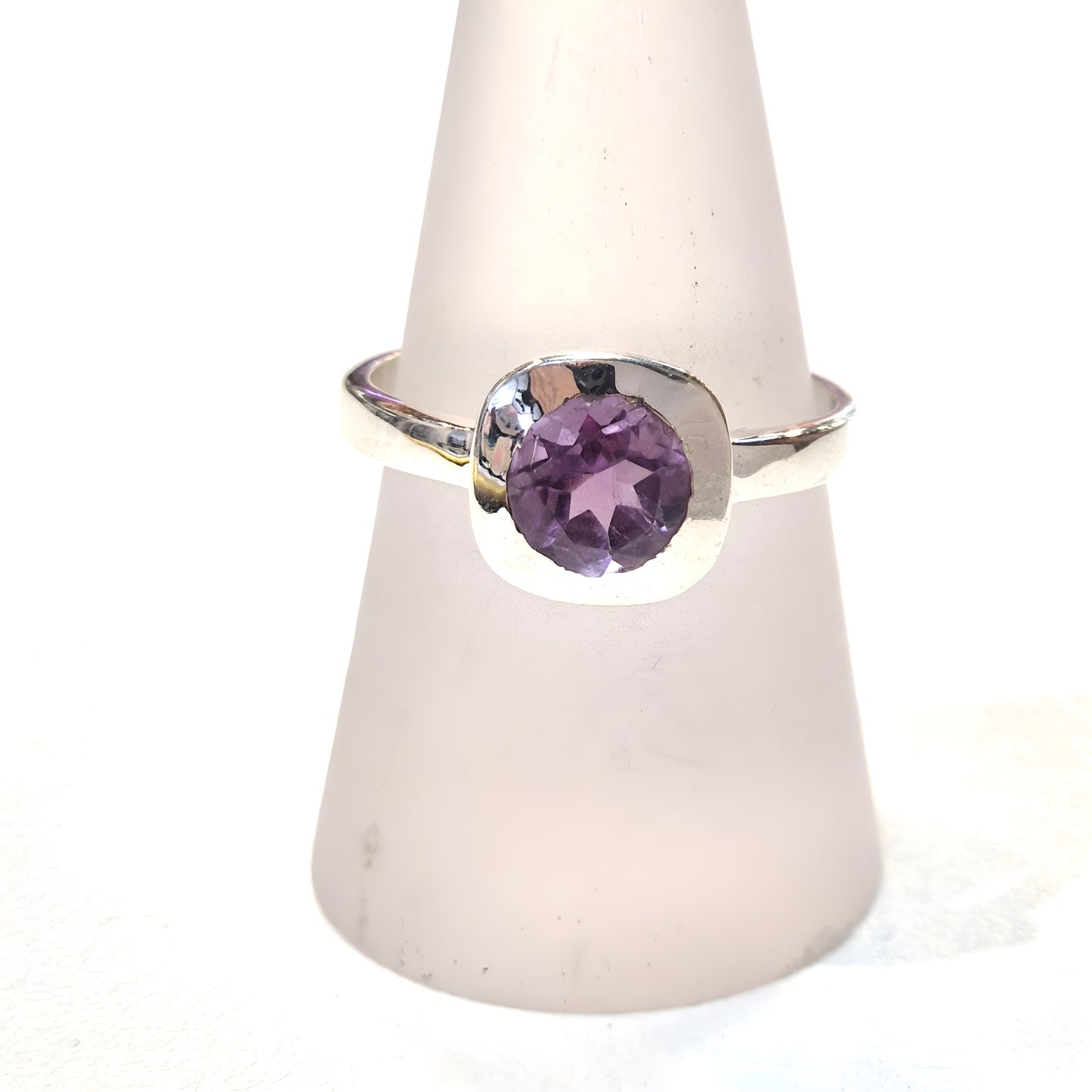 Amethyst Cushion-Frame Sterling Silver Ring