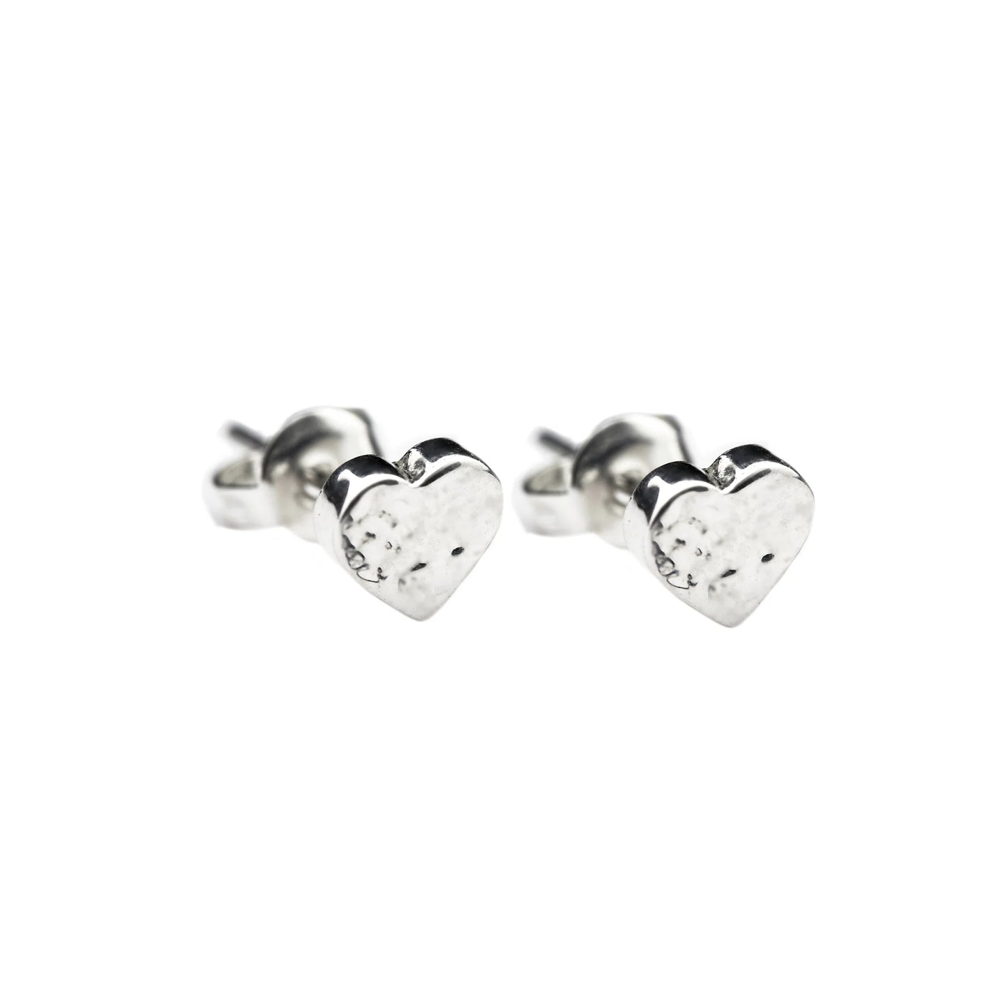 Hammered Heart Stud Earrings