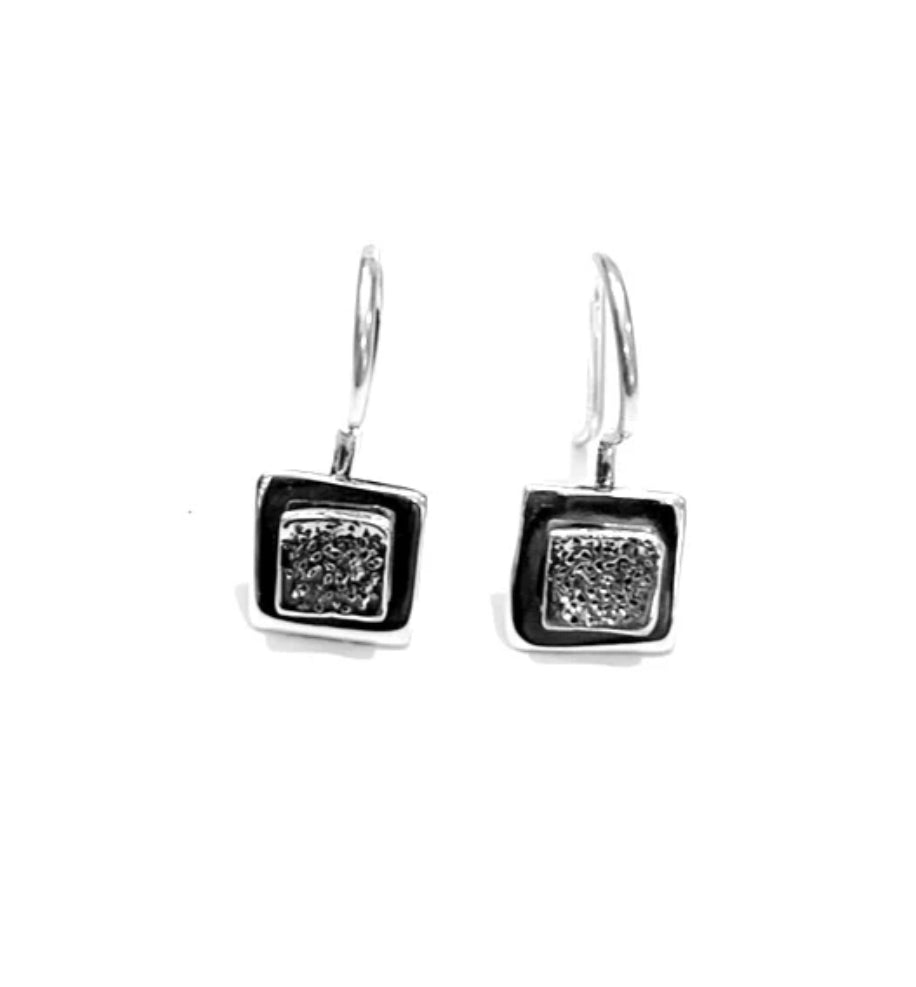 Textured Square Hook Earrings
