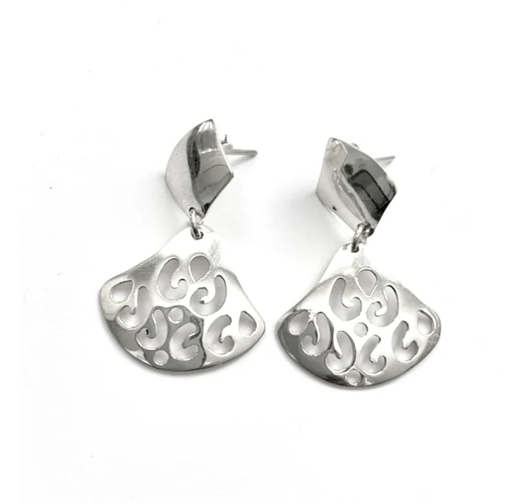 Silver Drop Cut Out Earrings