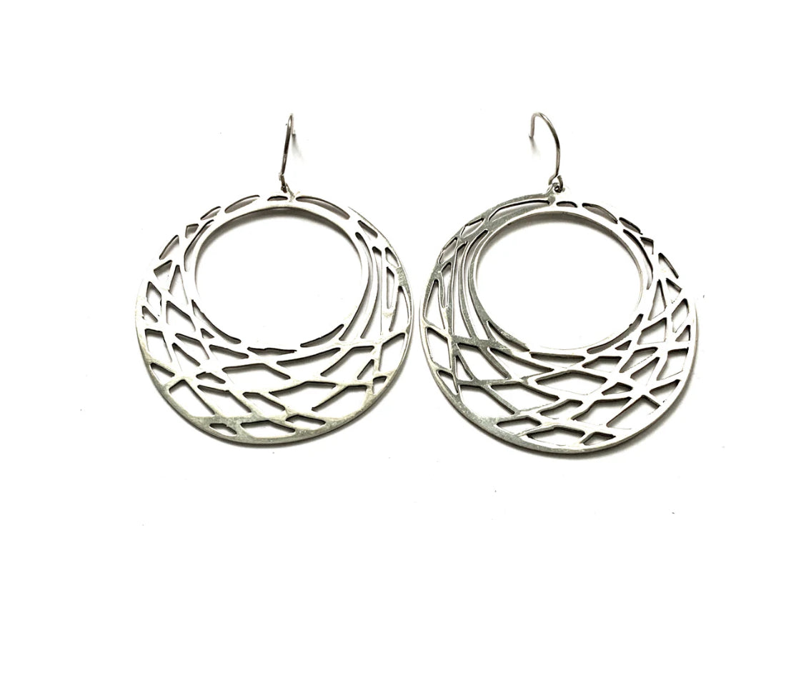 Large Silver Cut Out Earrings