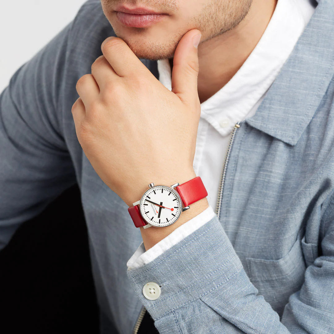 Mondaine EVO2 Red Vegan Grape Leather