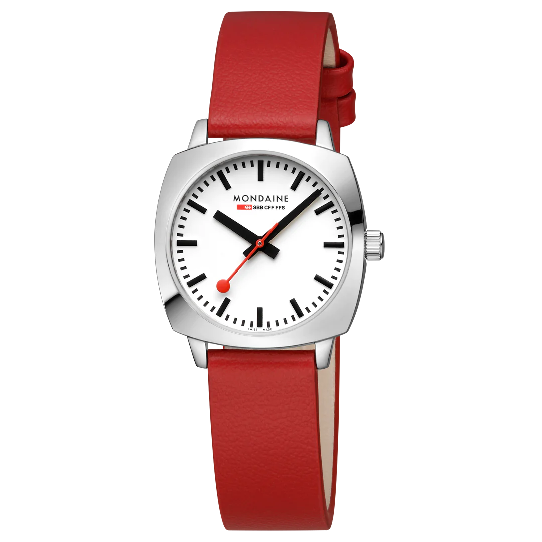 Mondaine Petite Cushion Red Vegan Grape Leather