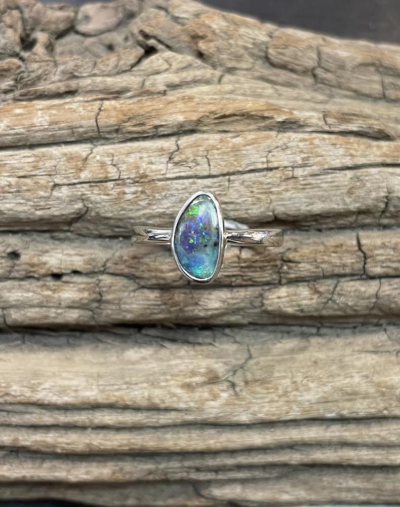 Solid Boulder Opal Ring