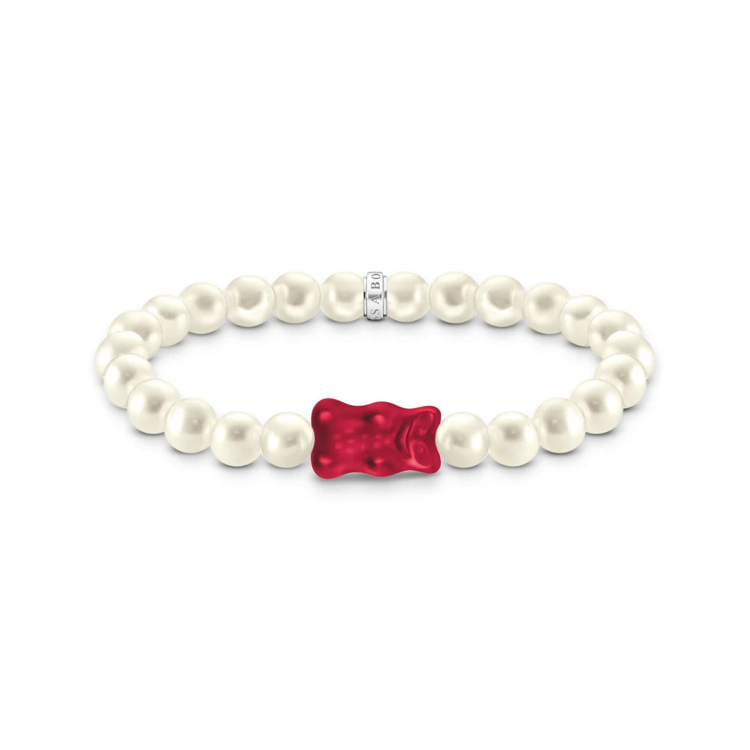 Pearl Bracelet with Red Goldbear