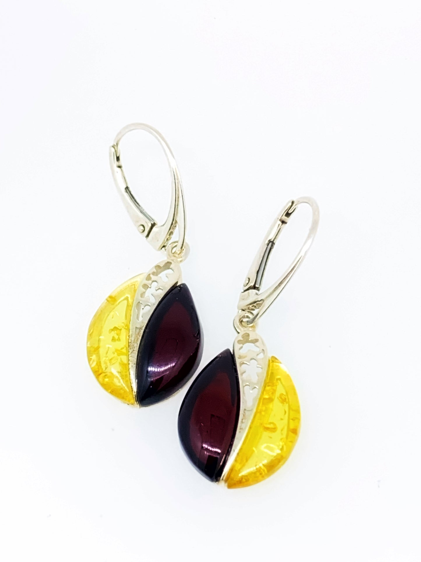 Two Tone Amber Earrings