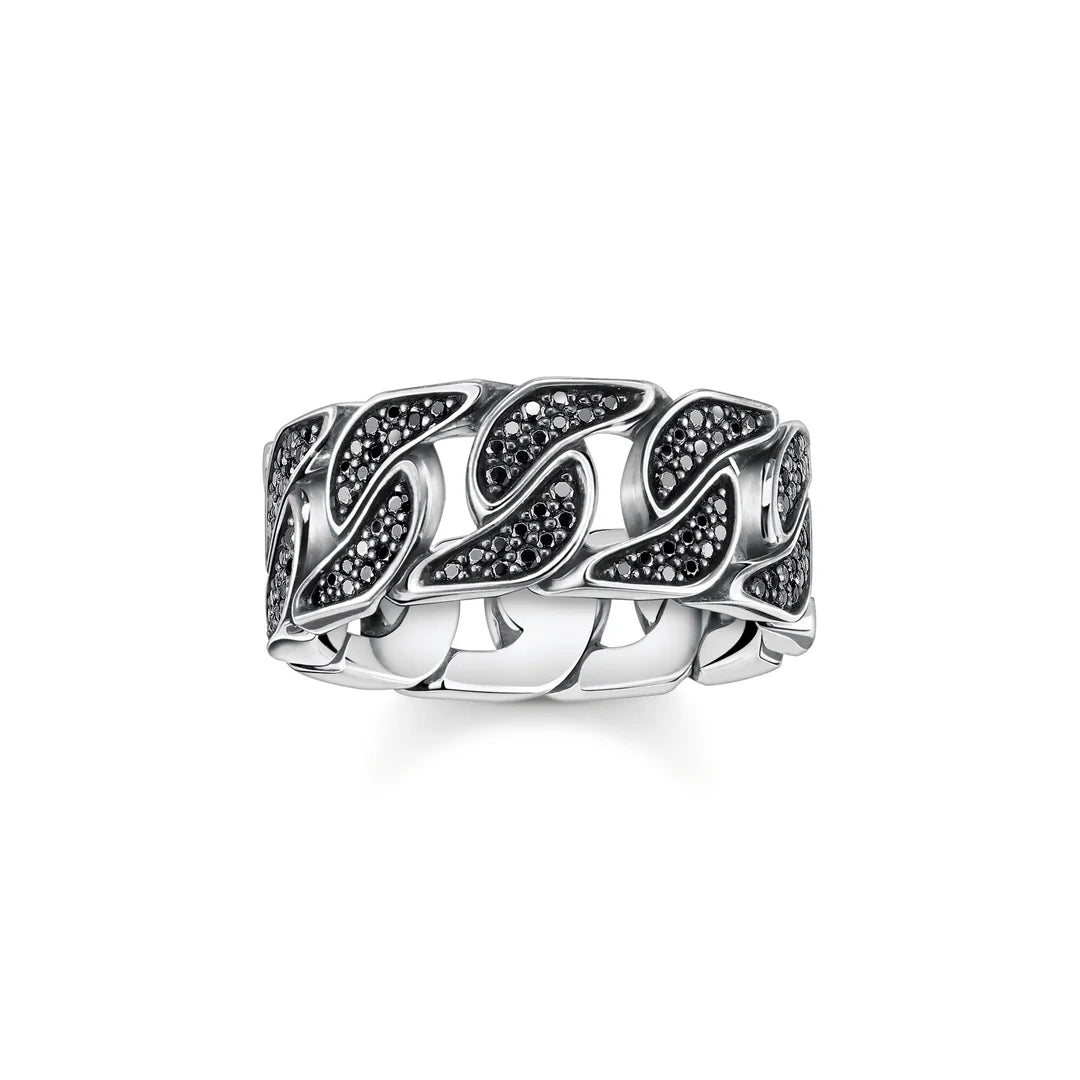 Black Stones Chain Ring