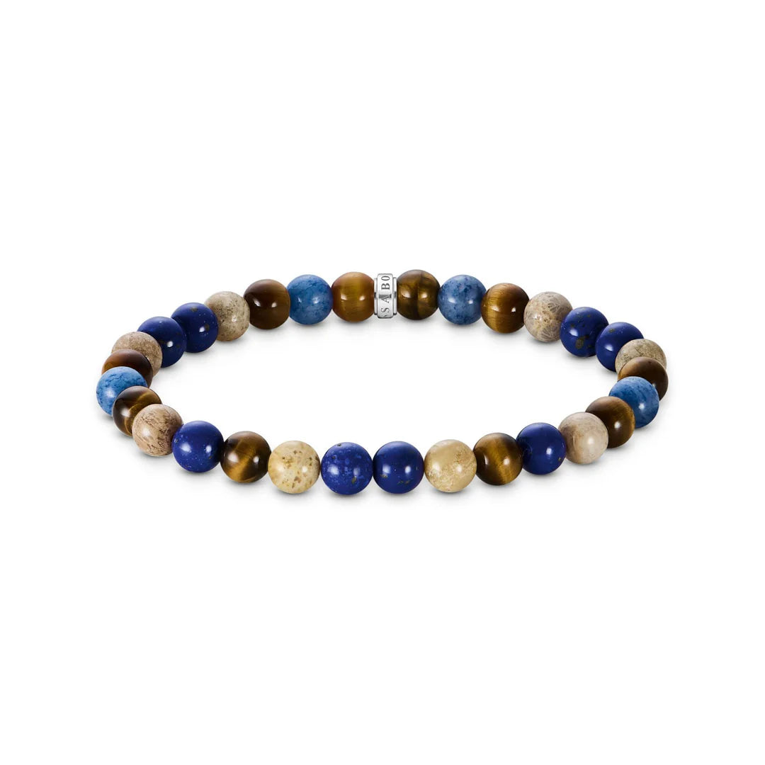 Earth & Blue Beads Bracelet