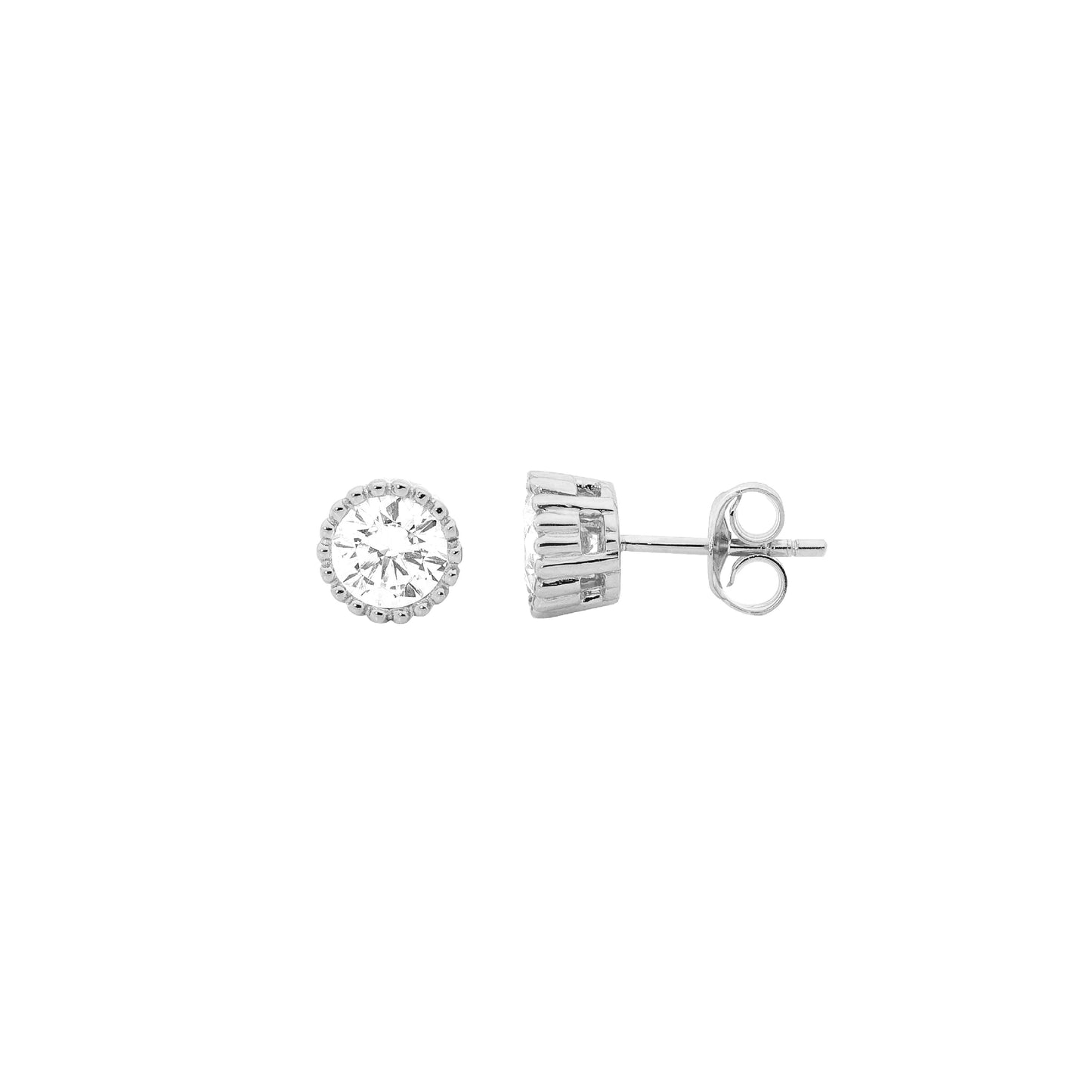 Round Silver CZ Studs