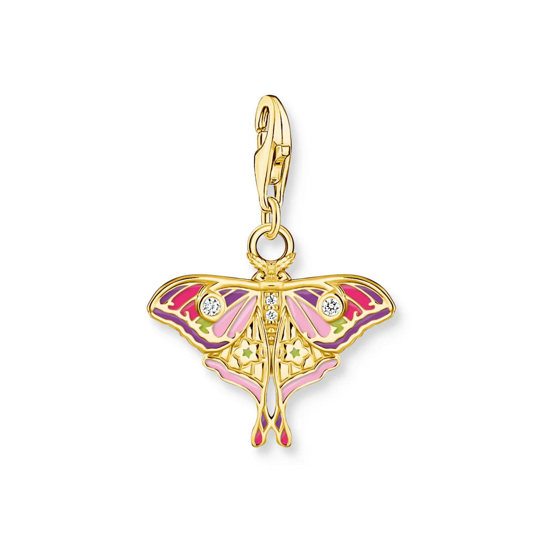 Moth Colourful Gold Charm