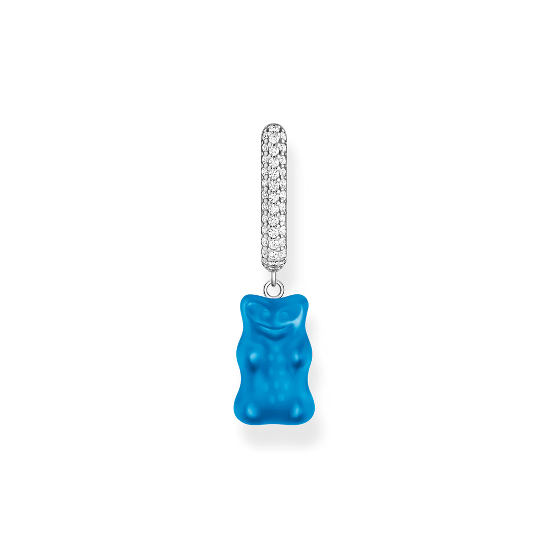 Single Hoop Earring Medium Sized with Blue Goldbear