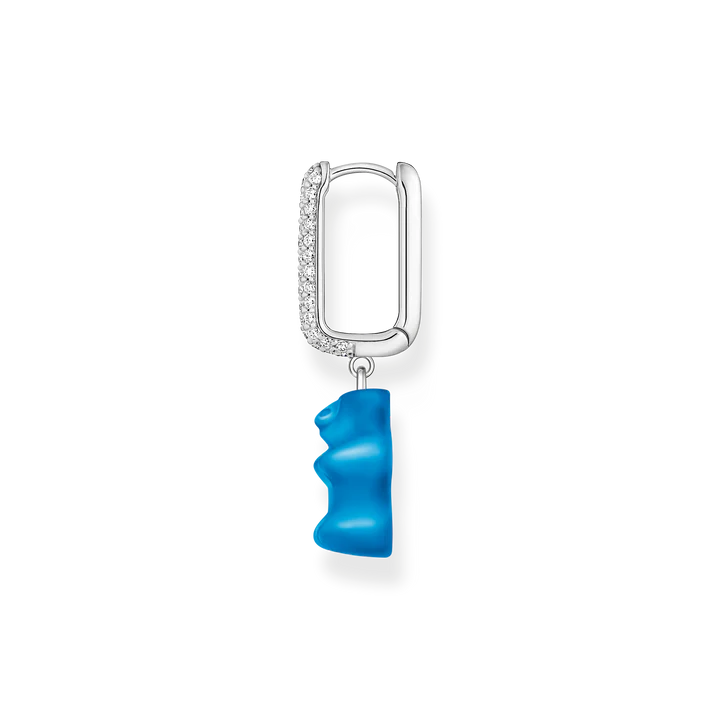 Single Hoop Earring Medium Sized with Blue Goldbear