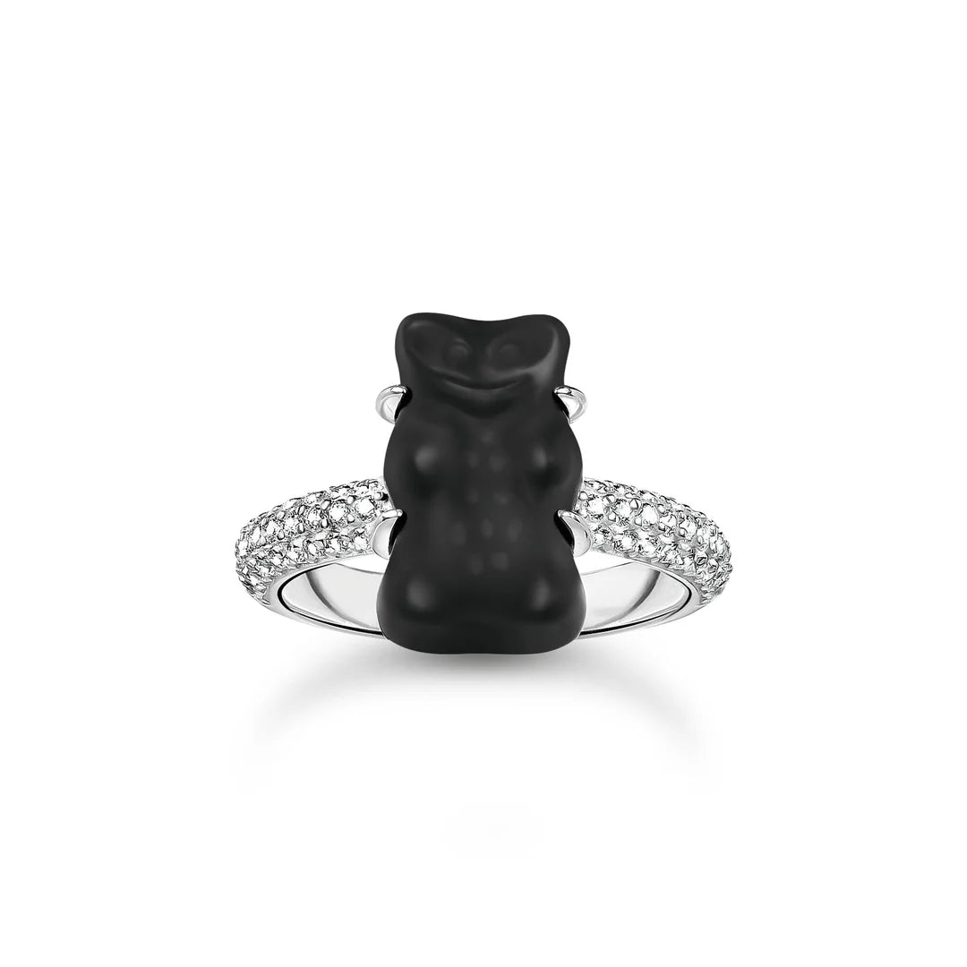 Ring with Black Goldbear and Zirconia