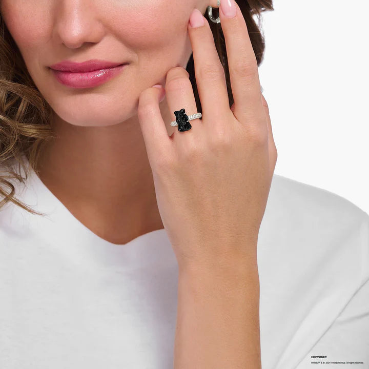 Ring with Black Goldbear and Zirconia