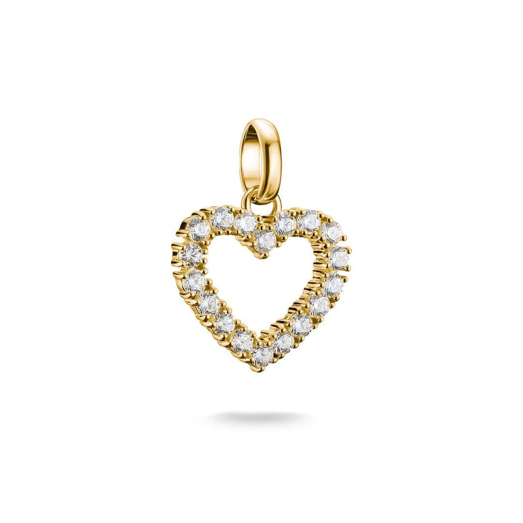 Connect Charm Heart with White Stones in Gold