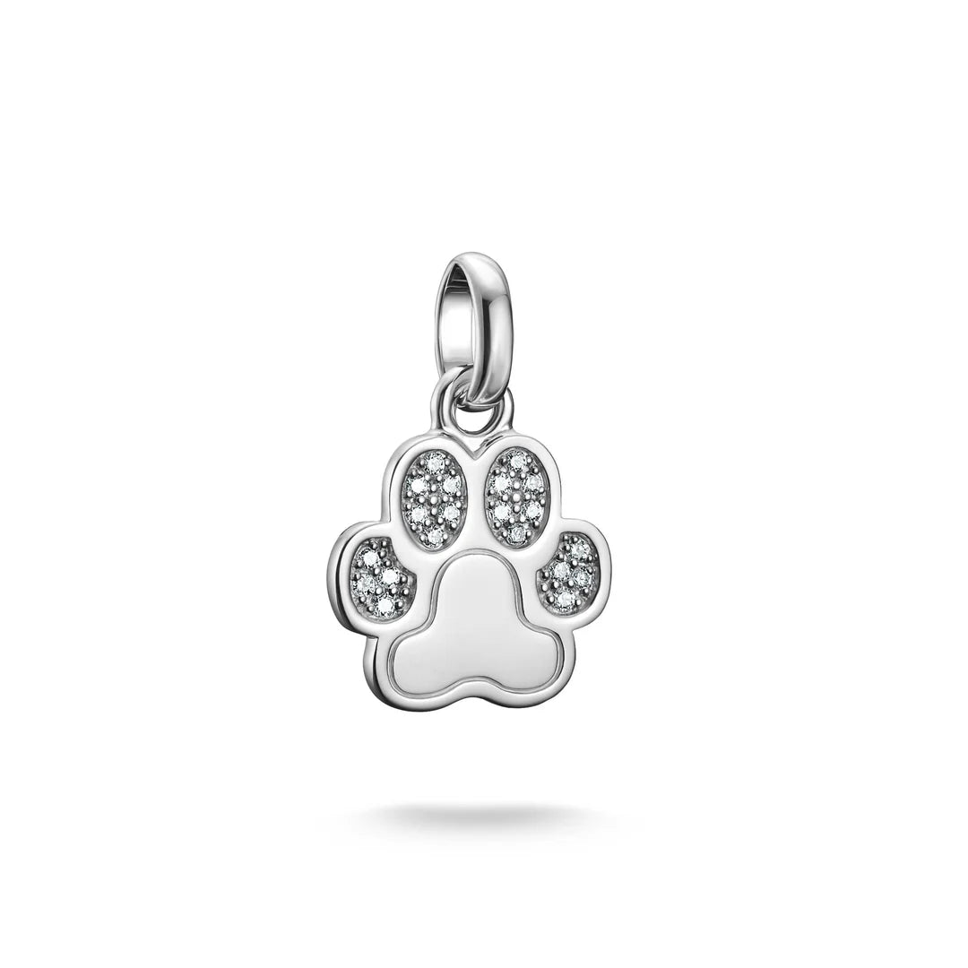 Connect Charm Paw with Stones Silver