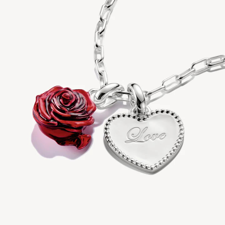 Connect Charm Red Rose Blossom