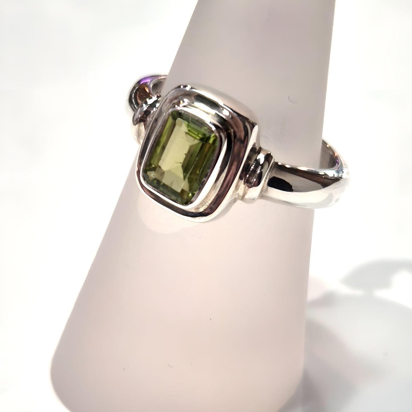 Emerald-cut Peridot Ring