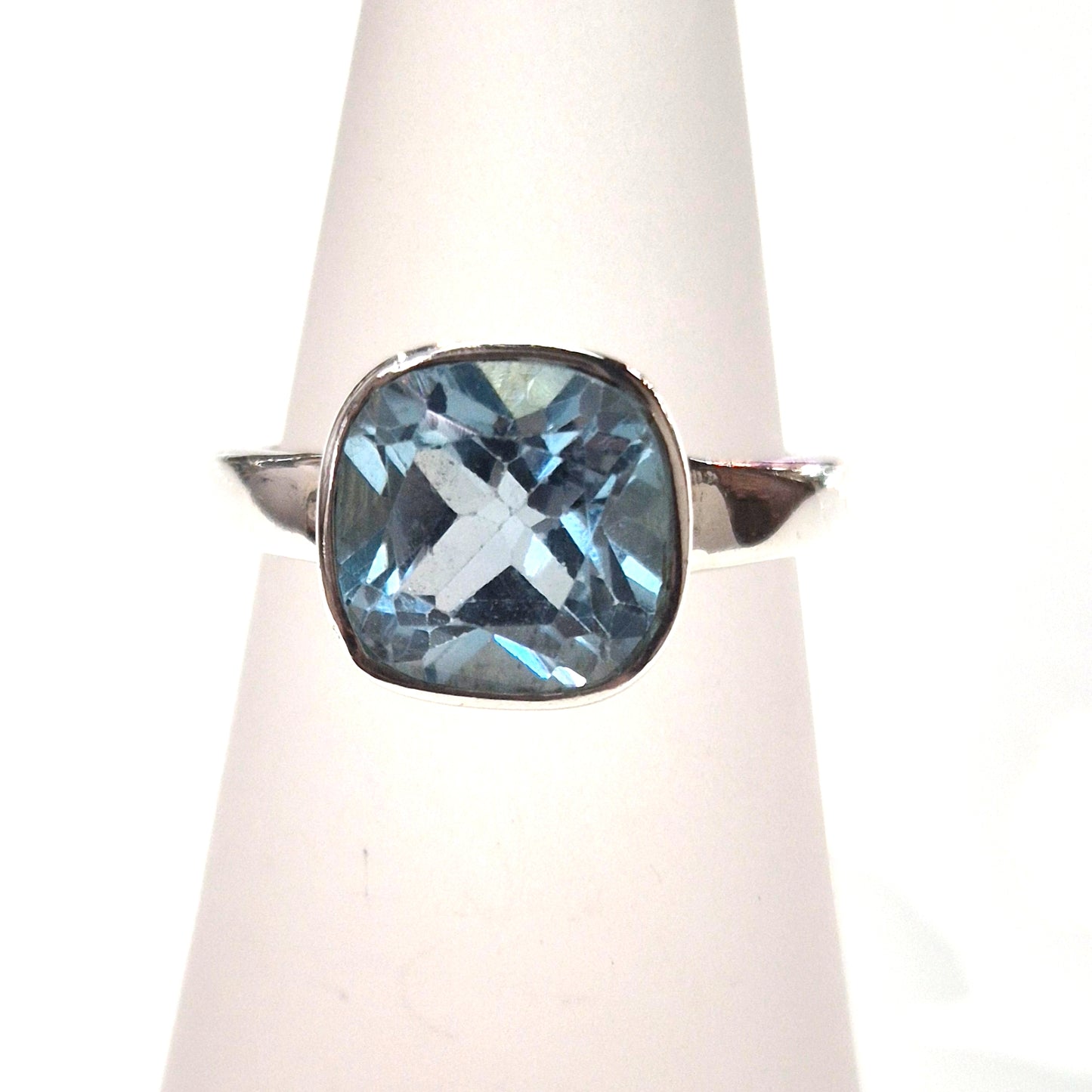 Cushion-cut Blue Topaz Ring