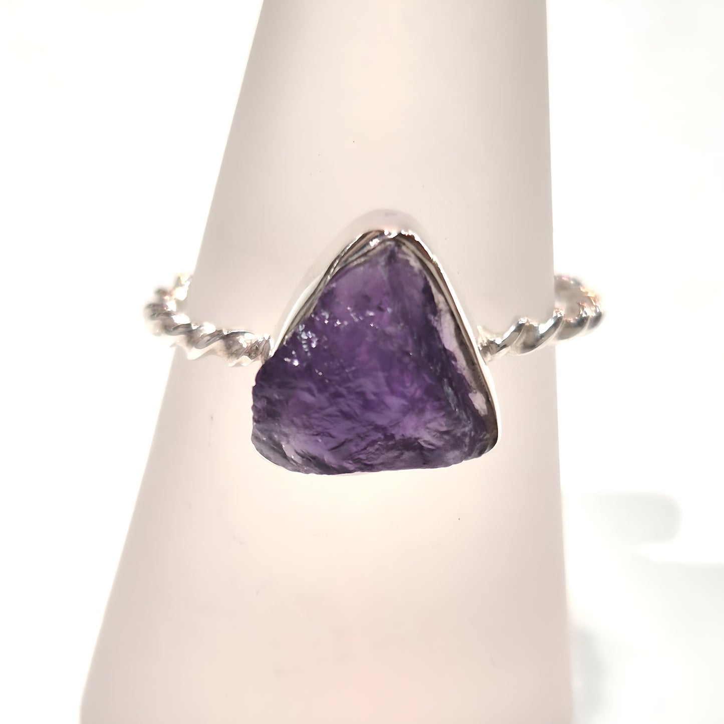 Raw Amethyst Ring with Twisted Band