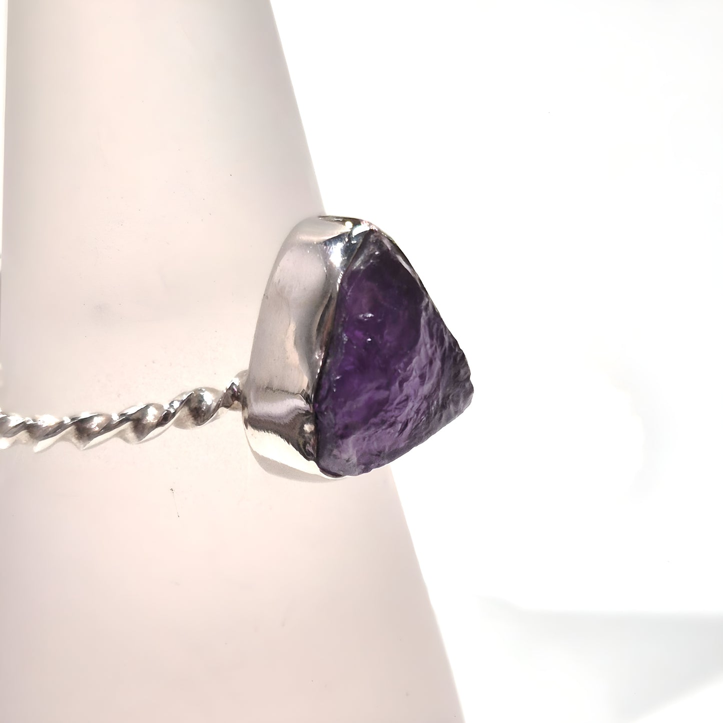 Raw Amethyst Ring with Twisted Band