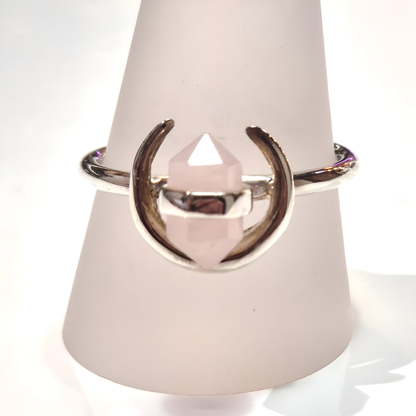 Rose Quartz Moon Ring