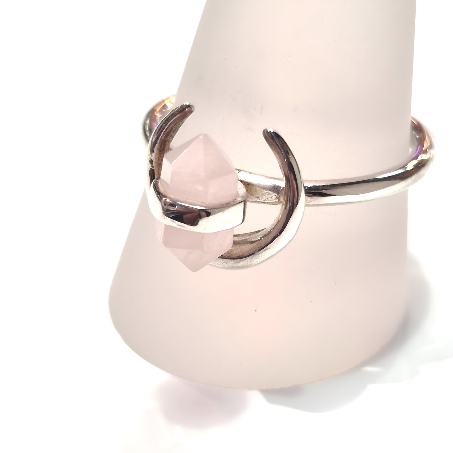 Rose Quartz Moon Ring