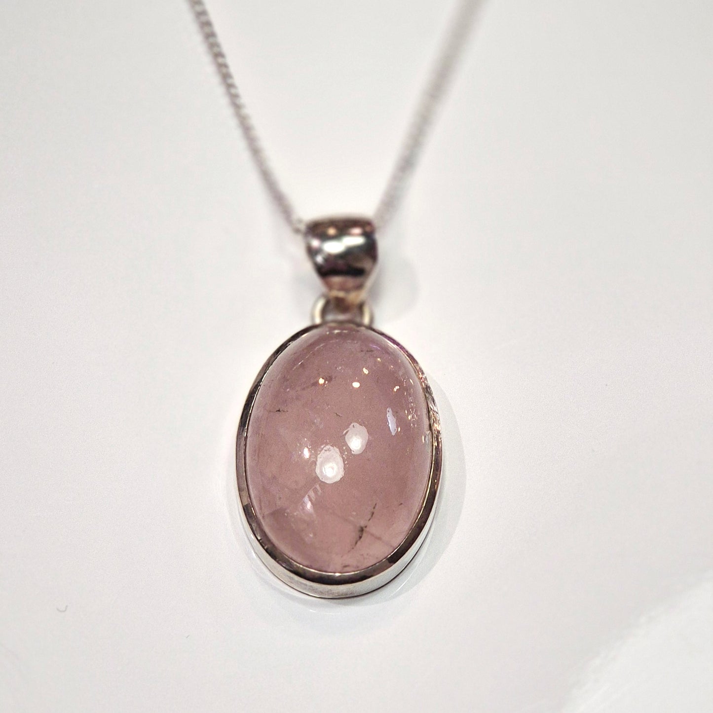 Oval Rose Quartz Cabochon Pendant