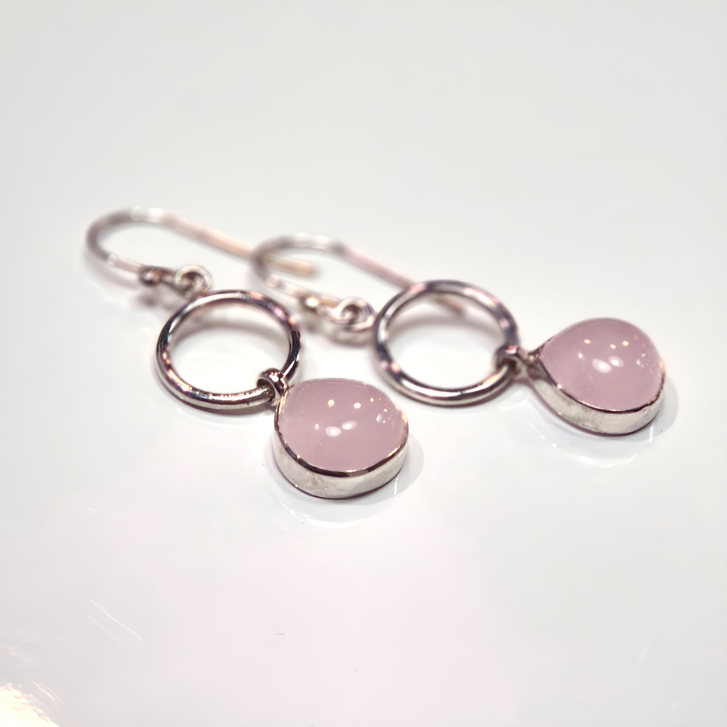 Rose Quartz Hoop Drop Earrings