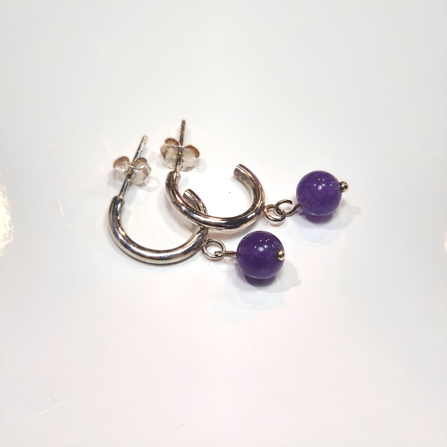 Amethyst Bead Hoop Earrings
