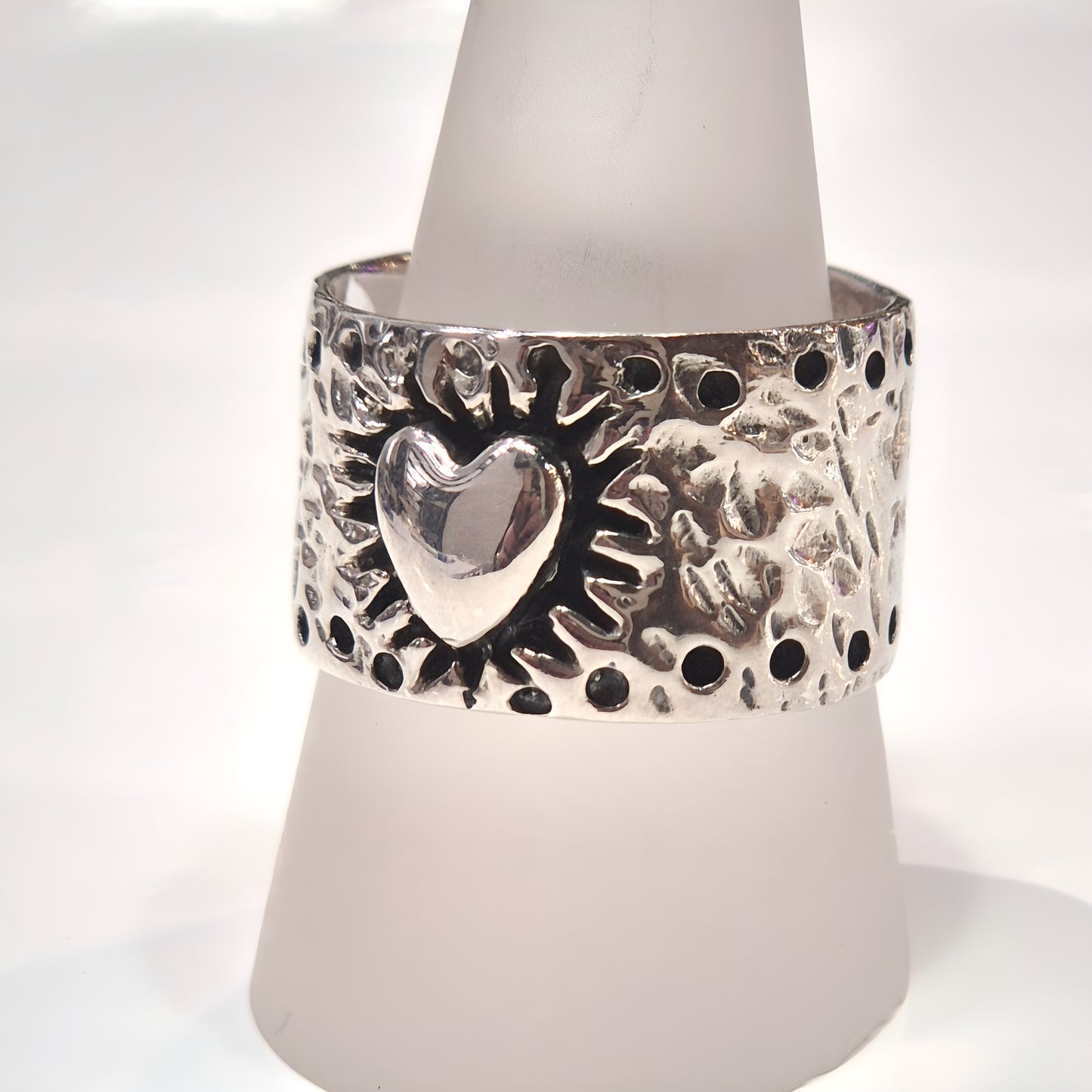 Sterling Silver Heart & Sunburst Ring
