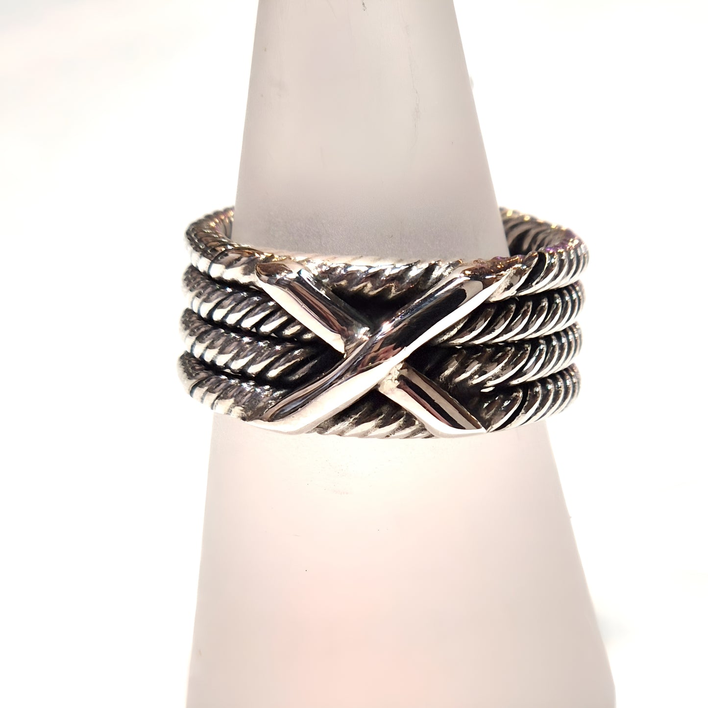 Sterling Silver Cable Wrap X Ring
