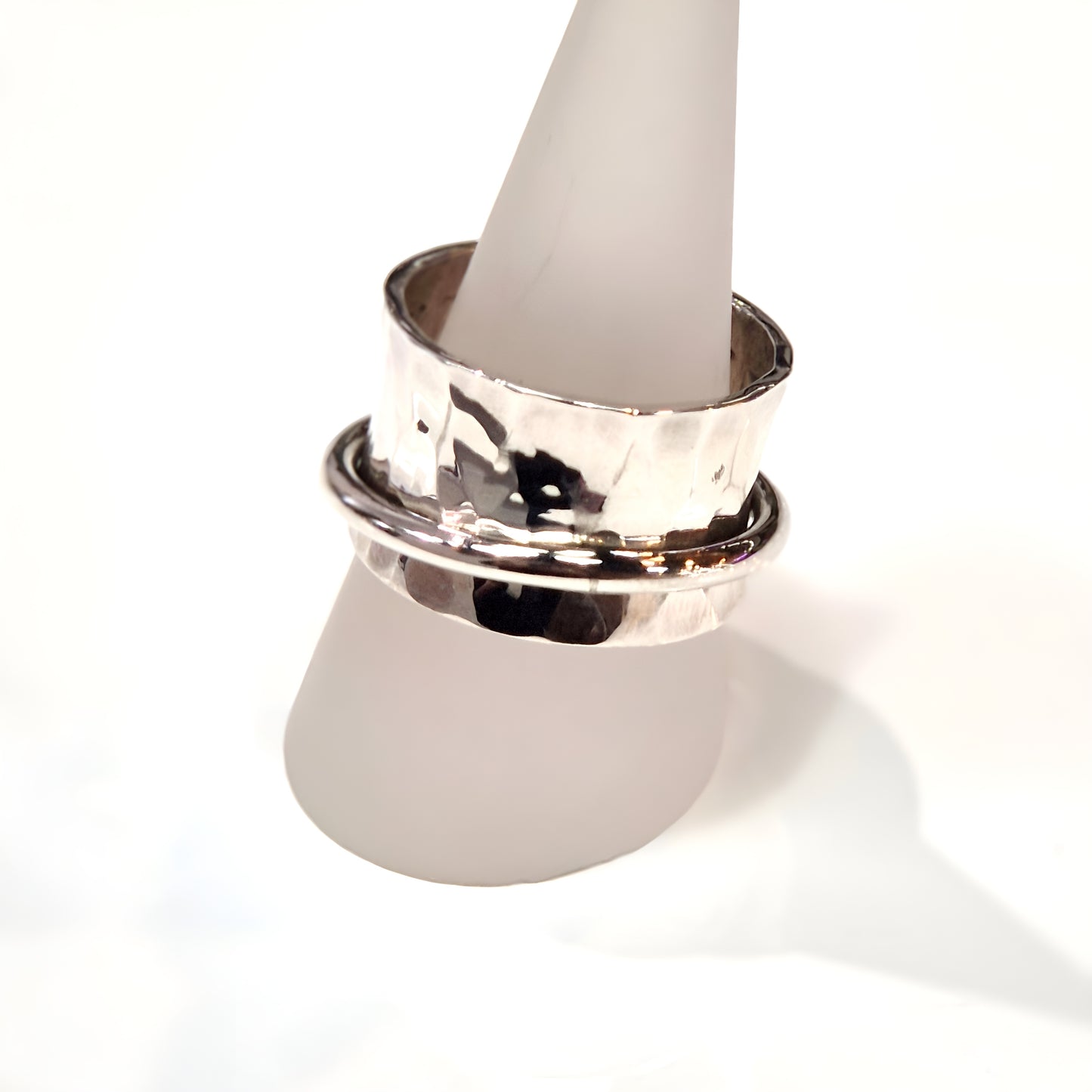 Sterling Silver Hammered Spinner Ring