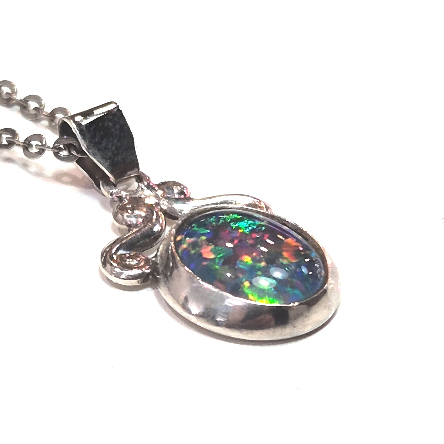 Estate Sterling Silver Triplet Opal Pendant