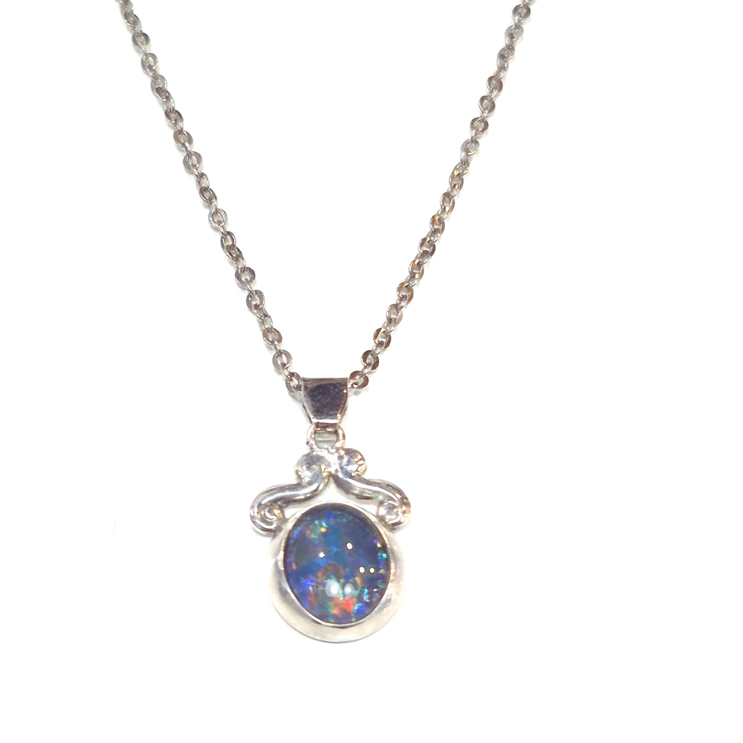 Estate Sterling Silver Triplet Opal Pendant