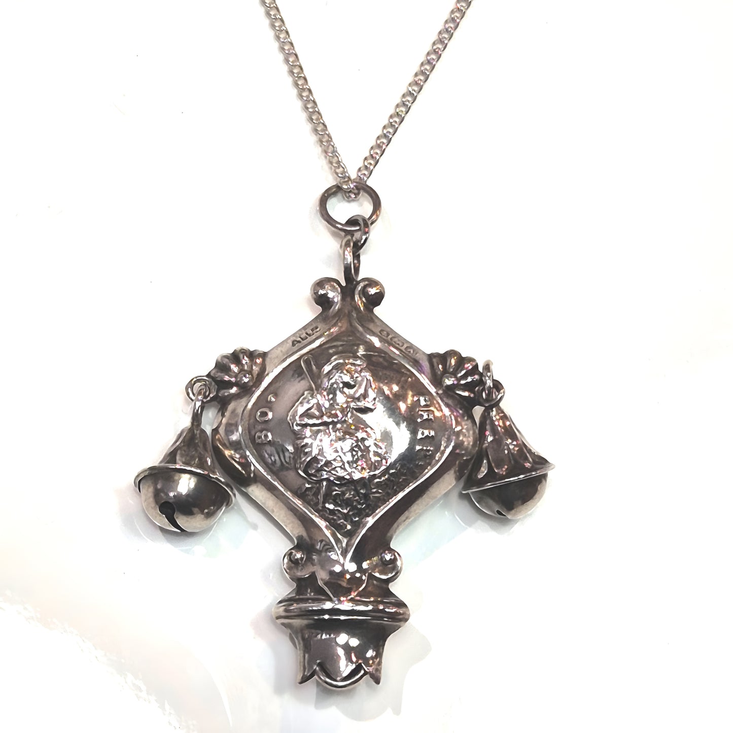 Estate Sterling Silver Bo Peep Baby Rattle Pendant