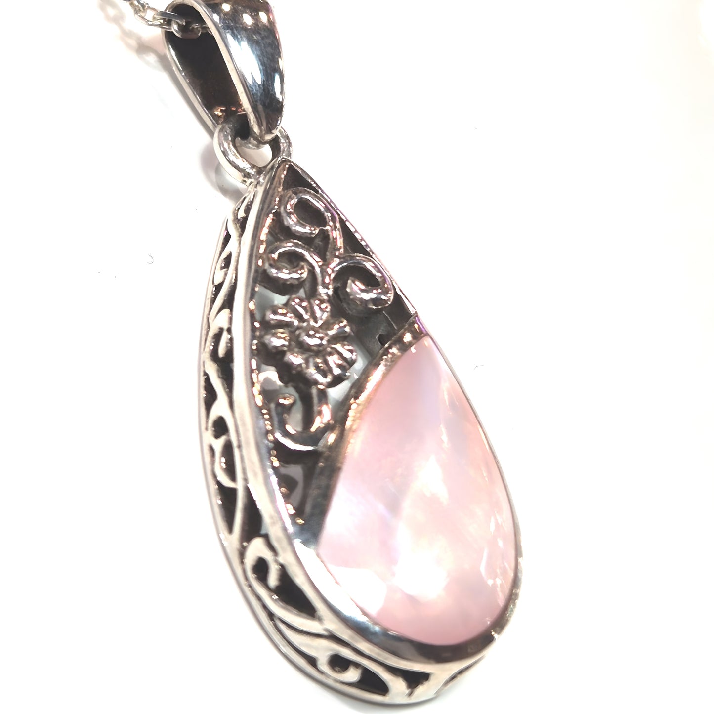Mother of Pearl & Sterling Silver Teardrop Pendant