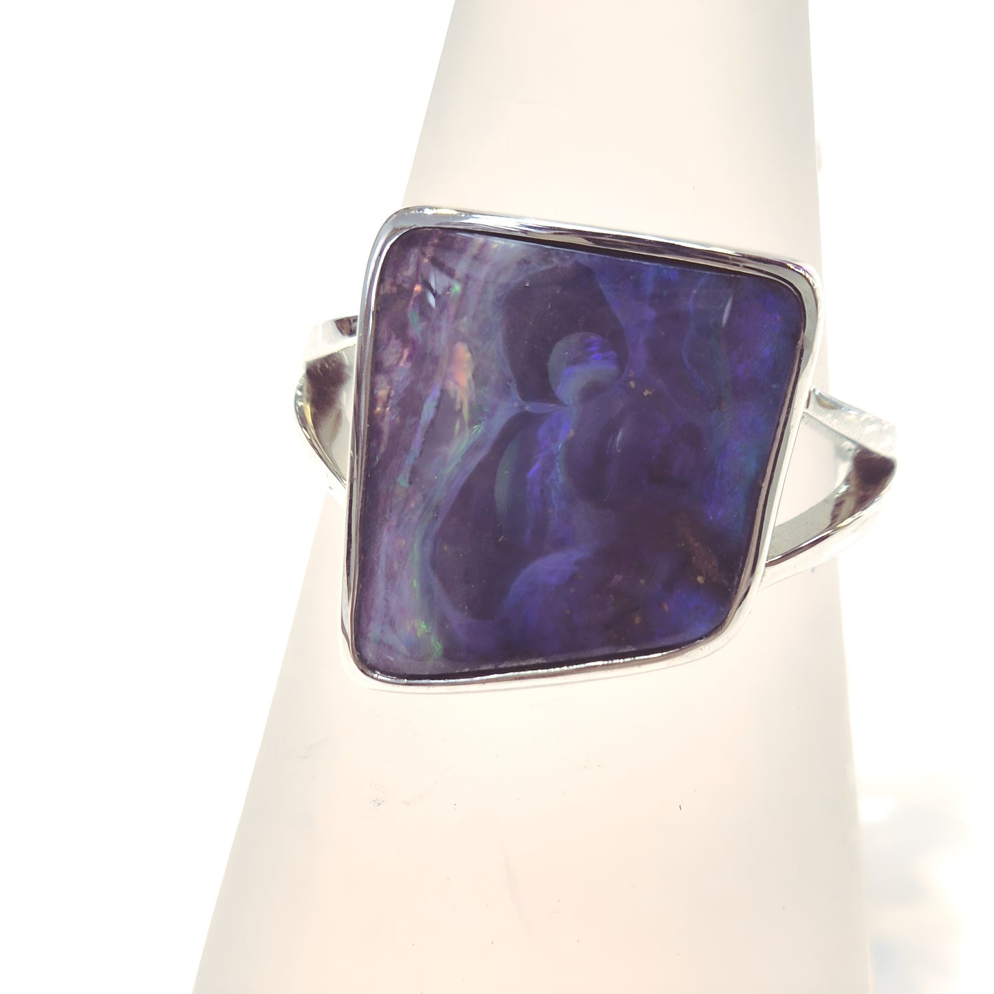 Midnight Flame Boulder Opal Ring