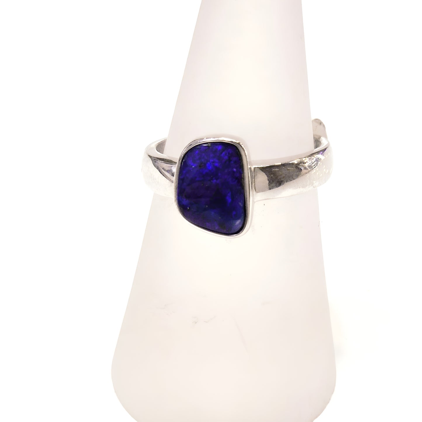Deep Blue Boulder Opal Ring
