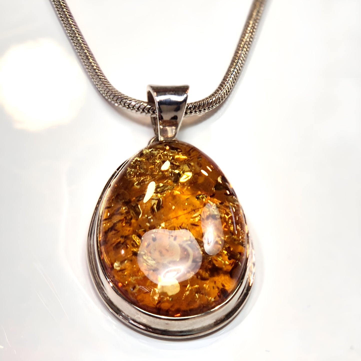 Oval Cognac Amber Pendant