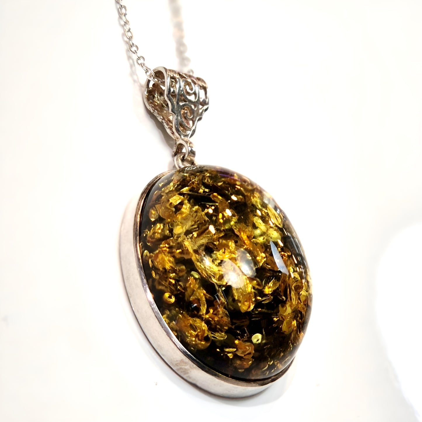 Round Green Amber Pendant
