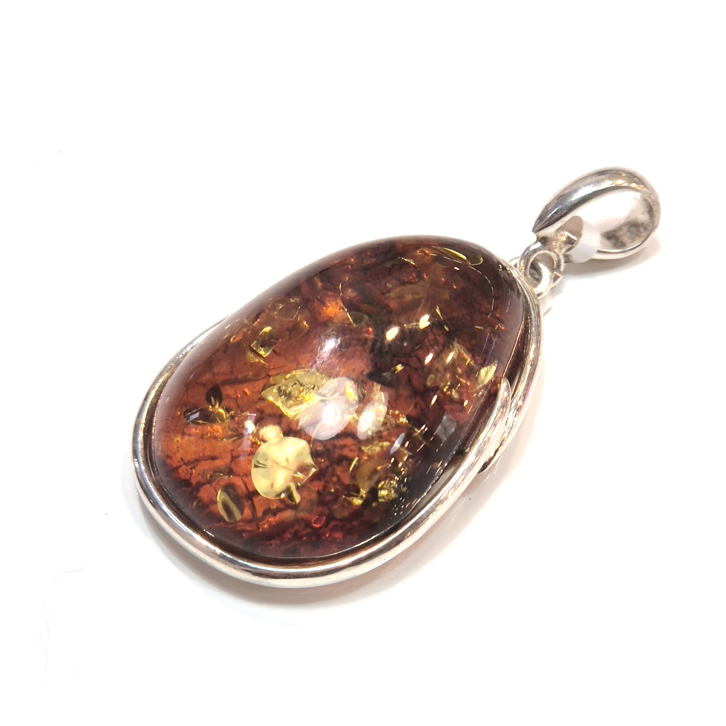 Golden Cognac Amber Teardrop Pendant