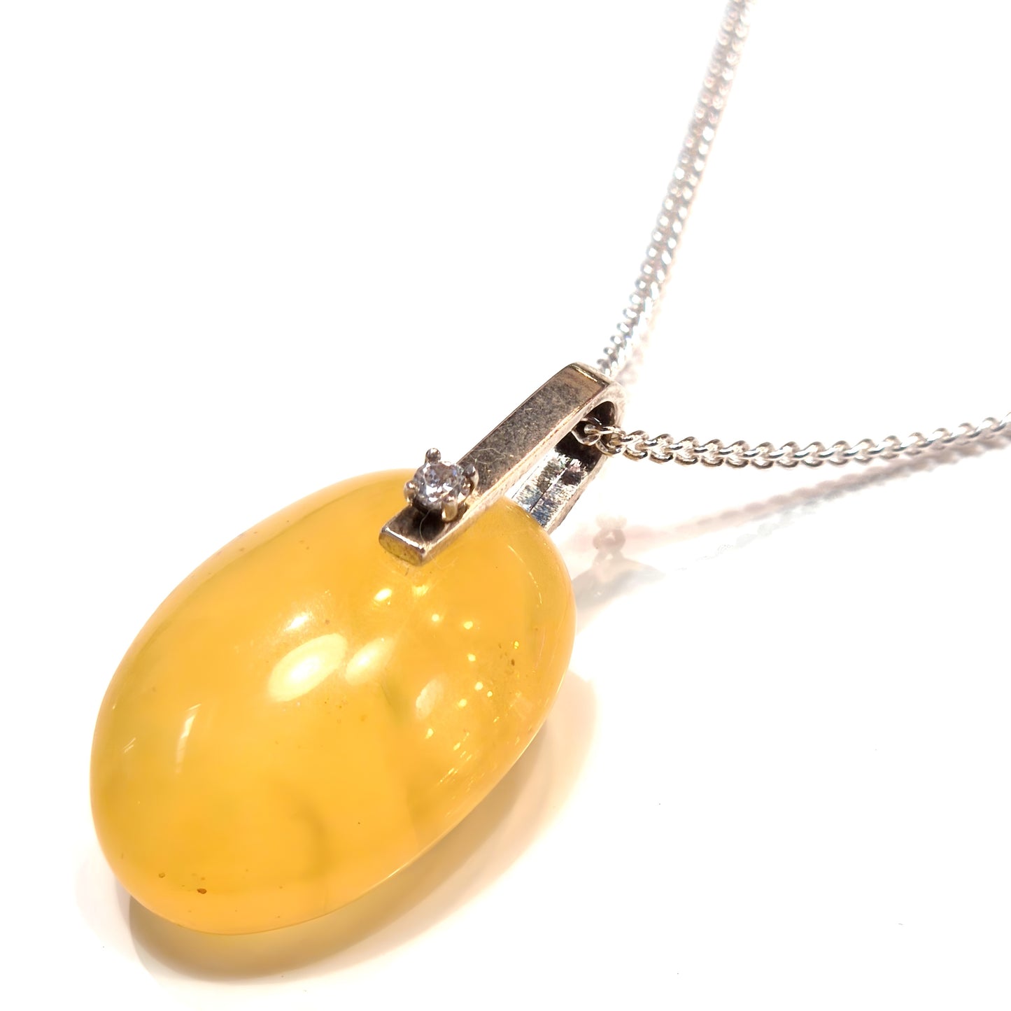 Butterscotch Amber Pendant with CZ